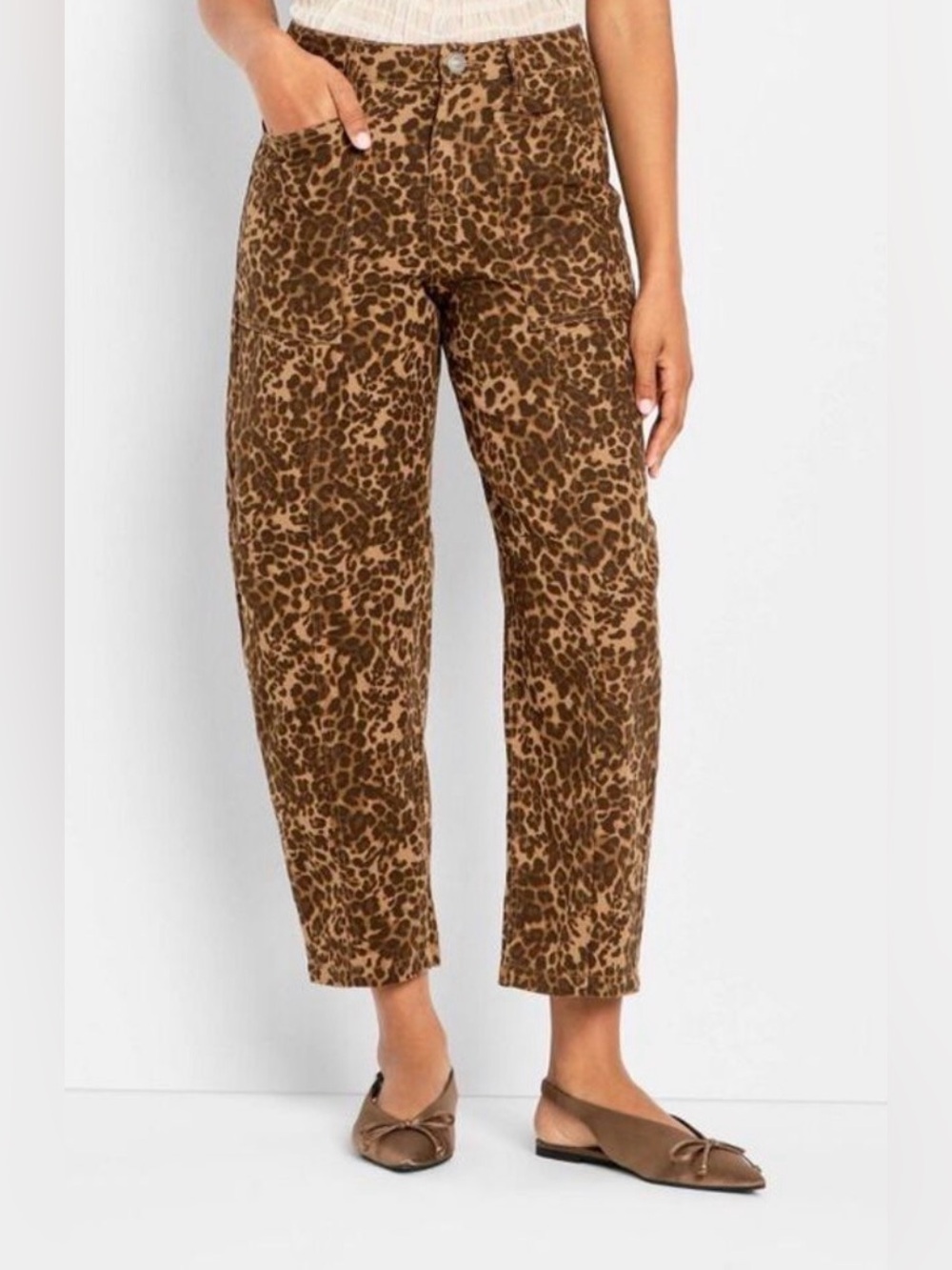 Future Collective Women's Mid-Rise Barrel Leg Jeans Brown Size 14